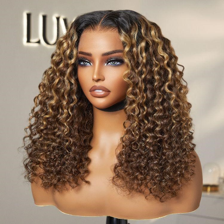 Luvme Blonde highlight Deep Wave lace front Wig